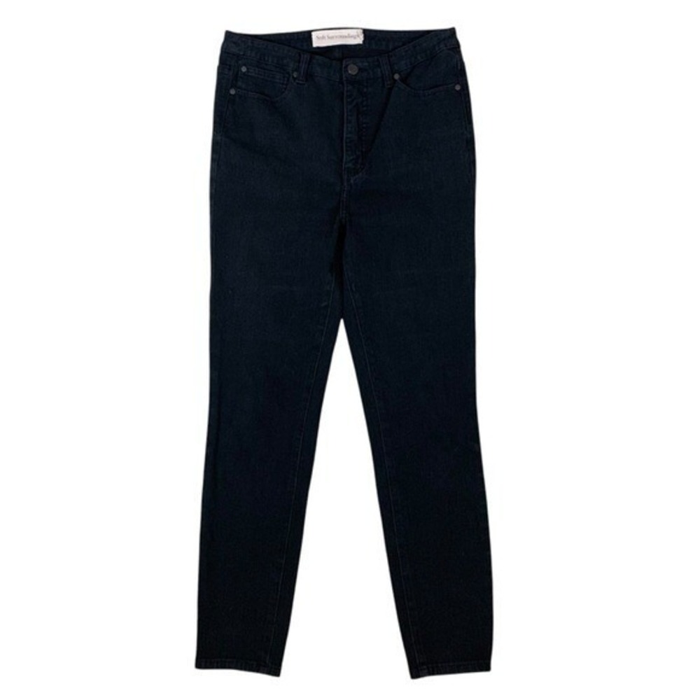 Soft Surroundings Dark Wash High Rise Stretch Skinny Jeans Classic Fit 8 Black